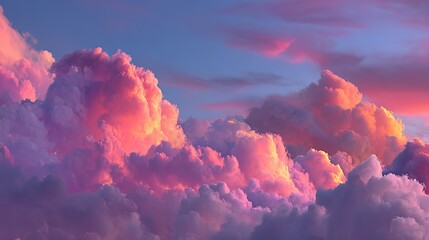 Pink Orange Purple Dreamy Clouds: Sky Soft Natural Landscape