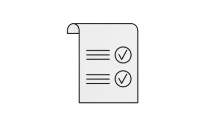 Isolated checklist, tasks completed or to-do list, document with checkmarks, simple icon