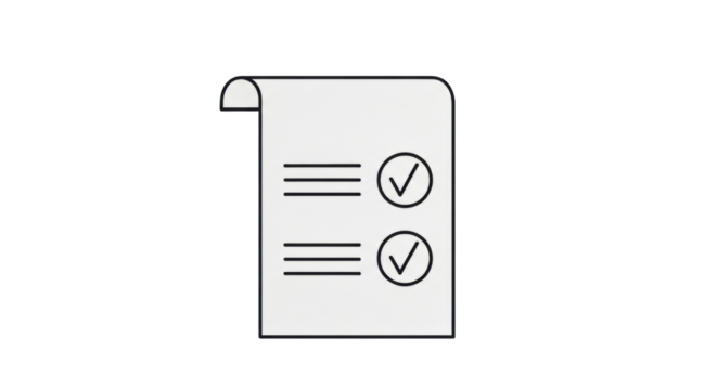 Isolated checklist, tasks completed or to-do list, document with checkmarks, simple icon