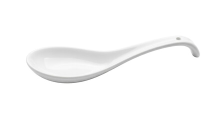 Isolated Asian soup spoon, a classic ceramic serving piece used in East Asian cuisine.