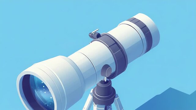 White refracting telescope observing stars in space