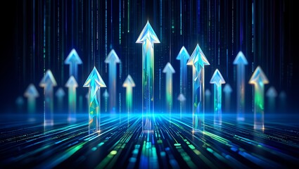 Glowing Financial Growth Arrows Background