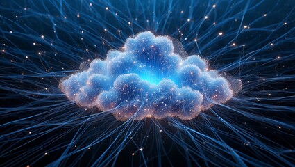 Futuristic Glowing Digital Cloud Network
