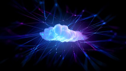 Futuristic Glowing Digital Cloud Network