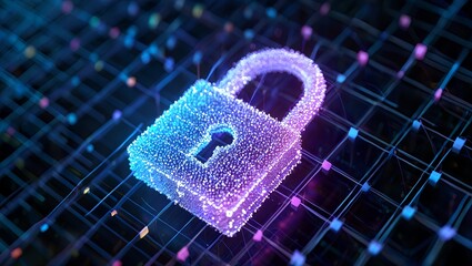Digital Lock Cybersecurity Matrix Background