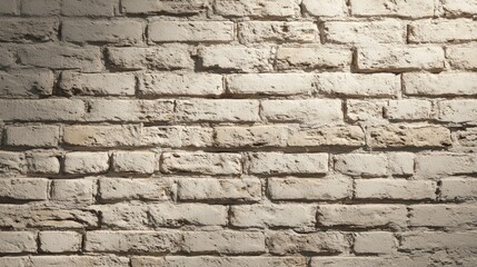 Fototapeta premium A close-up view of a textured, white-painted brick wall, showcasing the rustic charm and unique patterns of the individual bricks.