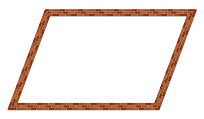 Parallelogram frame Block Brick frame brickwork brown border picture frame vintage retro antique handcraft framework architecture decorative element isolated background 