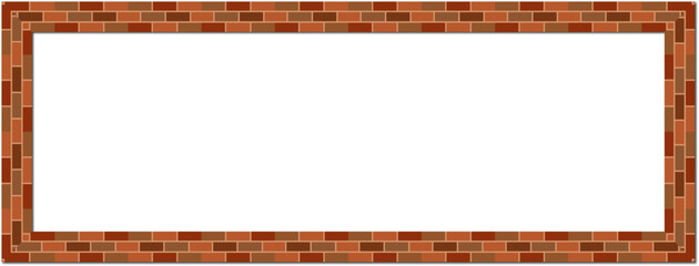 Minus frame Block Brick frame brickwork brown border picture frame vintage retro antique handcraft framework architecture decorative element isolated background 