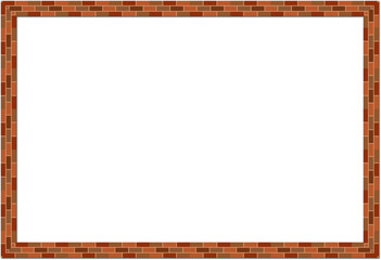 Rectangle frame Block Brick frame brickwork brown border picture frame vintage retro antique handcraft framework architecture decorative element isolated background 