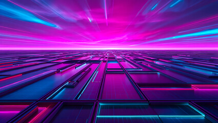 Neon Horizon Perspective Grid Background