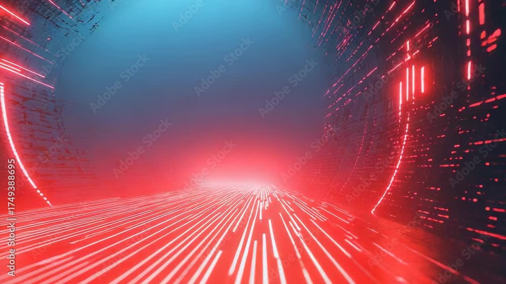Wall mural digital data stream tunnel traveling at speed