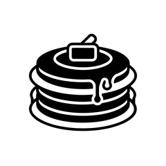 Stack of pancakes with butter on transparent background