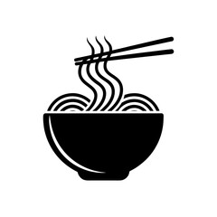 Bowl of noodles with chopsticks on transparent background