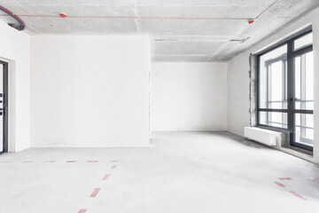 nterior of the apartment without decoration in gray colors