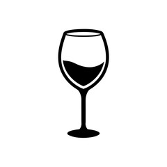 Wine glass silhouette filled on transparent background