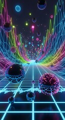 Neon Gridscape - A Retro-Futuristic Journey Through Digital Dimensions.