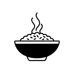 Steaming rice bowl icon art on transparent background