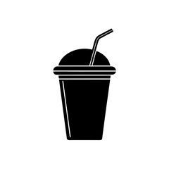 Black milkshake with straw art on transparent background