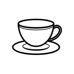 Outline drawing of a teacup on transparent background