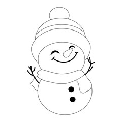 A charming snowman illustration, with unique hat and scarf, holding mugs for christmas trees, radiates holiday cheer. Perfect for festive cards, invitations, and winter wonderland scenes