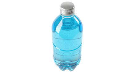 Isolated blue bottled water, hydration for athletes and active people, mineral water beverage