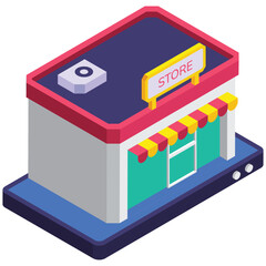 Virtual store interface showing various items for sale online illustration