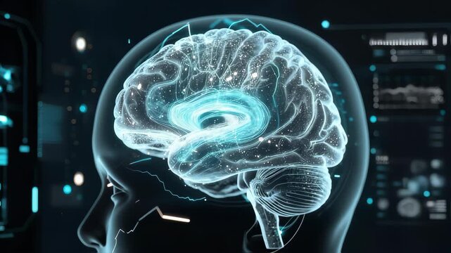 Brain X=Ray of human being for medical and scientific video footage 