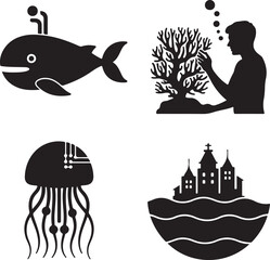 Naklejka premium Future Ocean Concepts Marine Life and Tech