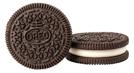 Isolated delicious chocolate sandwich cream cookies treat snack sweets confection dessert