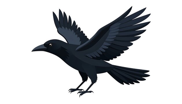 Black crow in flight