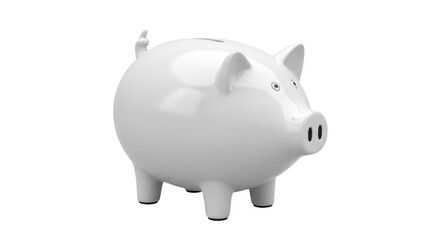 Isolated ceramic piggy bank in the shape of a pig used for collecting money at home