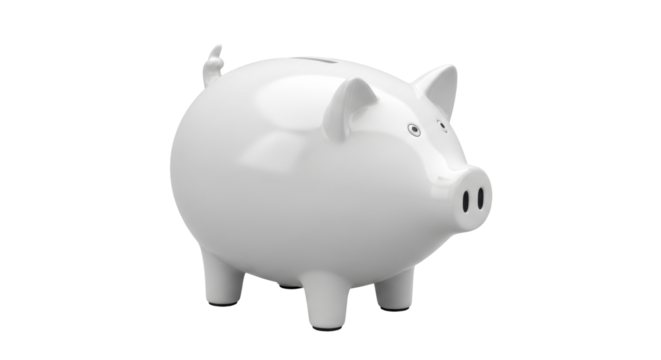 Isolated ceramic piggy bank in the shape of a pig used for collecting money at home - Powered by Adobe