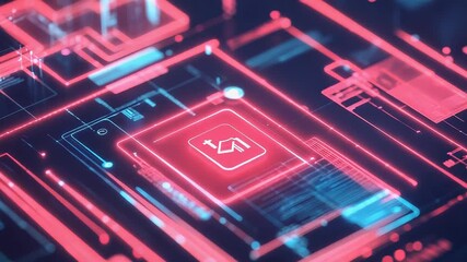Learning application icon on digital circuit board - Powered by Adobe