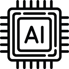 AI Chip Icon With Pins artificial intelligence processor