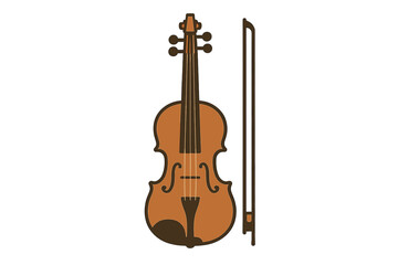 Fototapeta premium Classic wooden violin and bow string musical instrument isolated on white