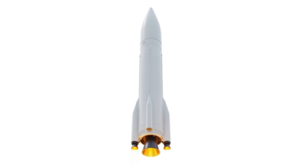 Isolated spacecraft model with rocket engine, realistic design, aerospace industry tech