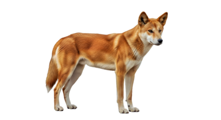 Dingo Full Body Isolated on White, Australian Wild Dog Species Stock Photo