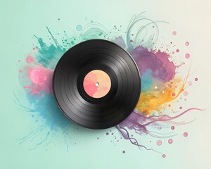 Vinyl Record with Splash – Music Motion Concept