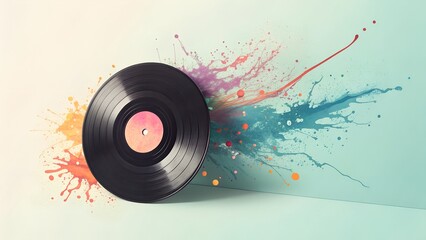 Vinyl Record with Splash – Music Motion Concept