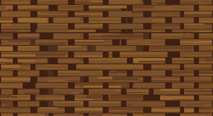 Seamless brown woven texture of overlapping wooden strips on a dark background