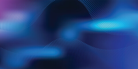 Obraz premium Abstract Waving Particle Technology Background Design. Abstract wave moving dots flow particles, hi-tech and big data background design for brochures, flyers, magazine, business card, banner. Vector