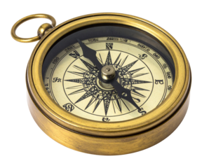 antique compass close up isolated on white background