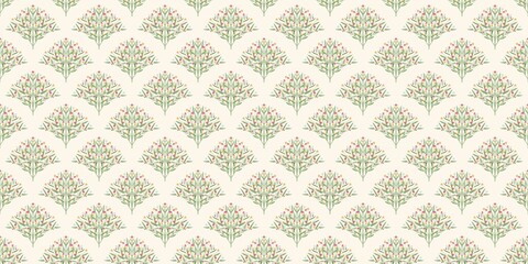 Nature Pattern Background Illustration For Cover, Banner, Notes. Fall Winter Aesthetic Background. Plant And Flower Pattern Background.