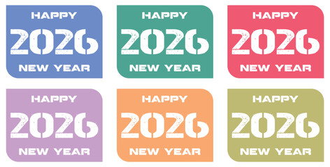 Happy new year 2026 vector illustration. Colorful design, trendy style, 2026 calendar