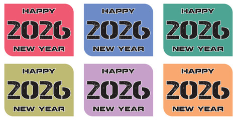 Happy new year 2026 vector illustration. Colorful design, trendy style, 2026 calendar