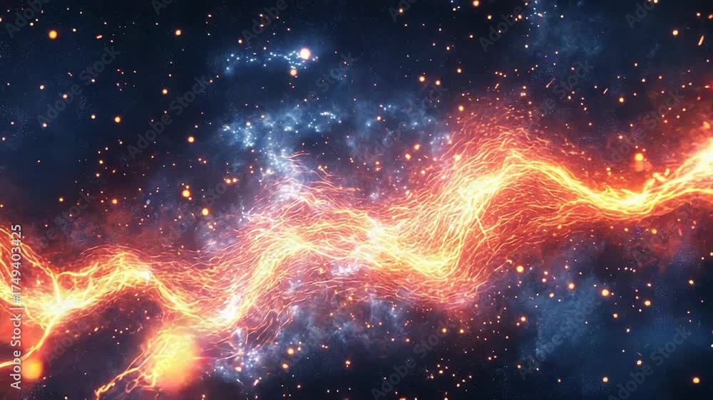 Wall mural cosmic energy current creating abstract lightning nebula