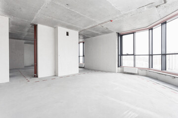 nterior of the apartment without decoration in gray colors