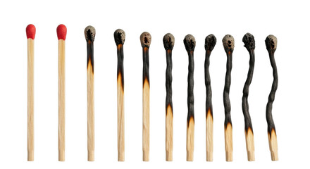 Isolated Progression of Burned Matches Representing Change, Transition and Motivation © Sarah
