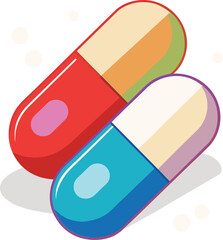 Medical Capsule Pill Close Up on White Background