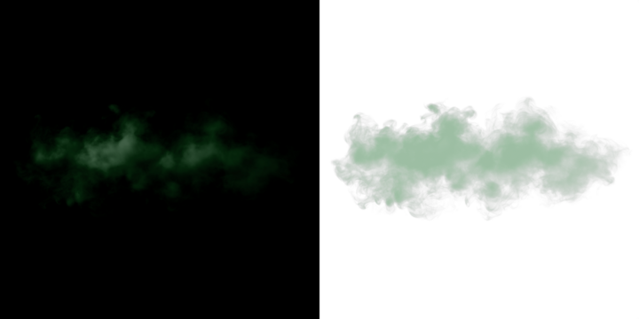 Green smoke overlay on contrasting backgrounds, featuring a soft, ethereal texture, ideal for creative projects and visual storytelling with copy space
